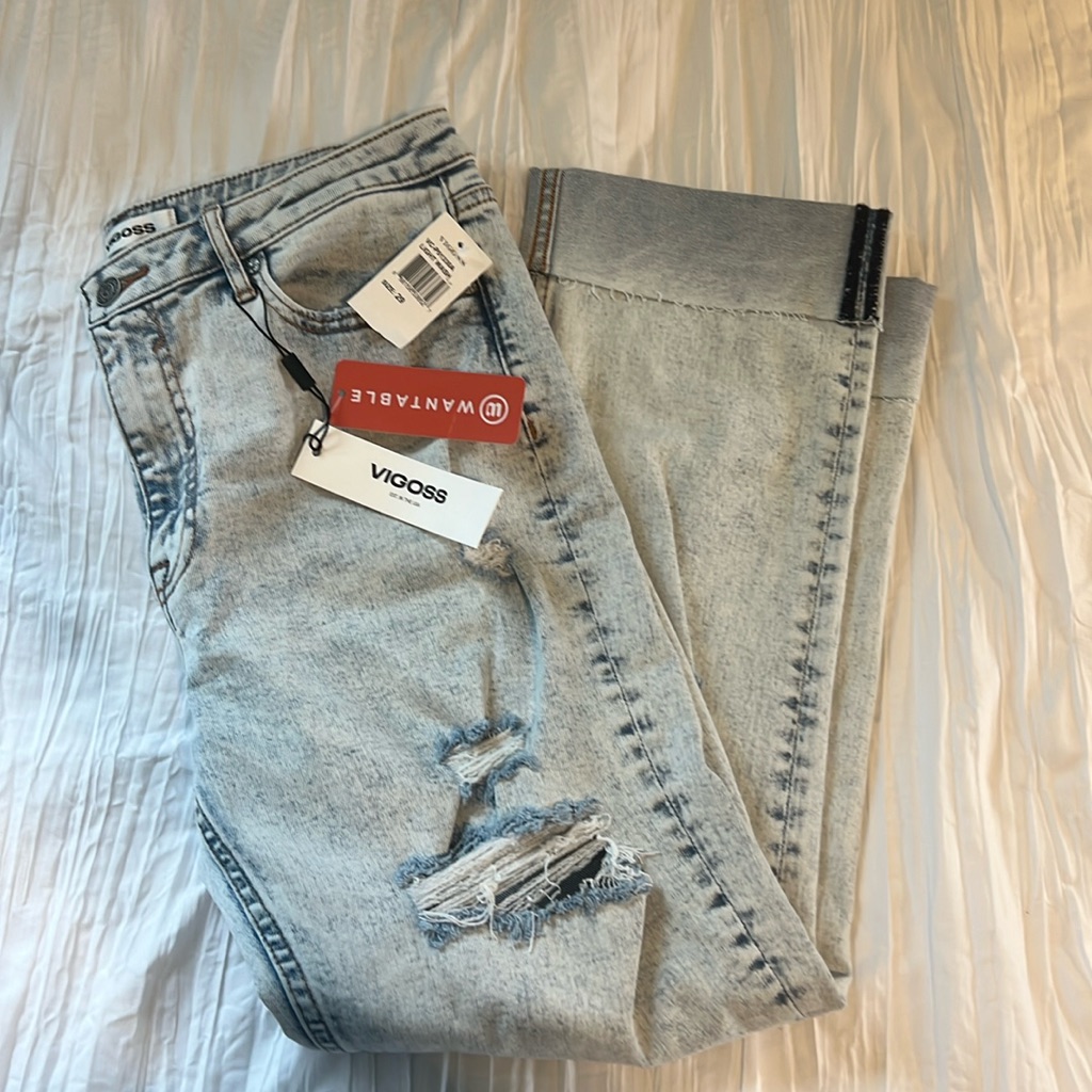 Vigoss 29 (8) Nwt Stevie Crop Straight High Rise Womenâs Jeans Distressed